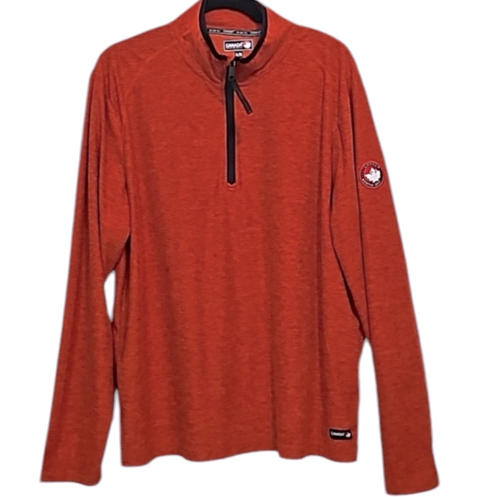 Canada Weather Gear Pullover 1/4 Zip, Men’s Small Orange Heather Black
